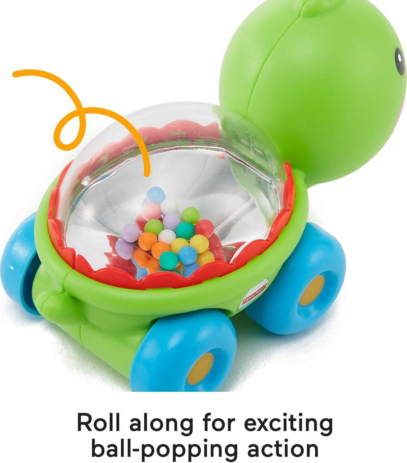 Baby Crawling Toy Poppity Pop Turtle Push-Along Vehicle with Ball Popping Sounds for Infants Ages 6+ Months