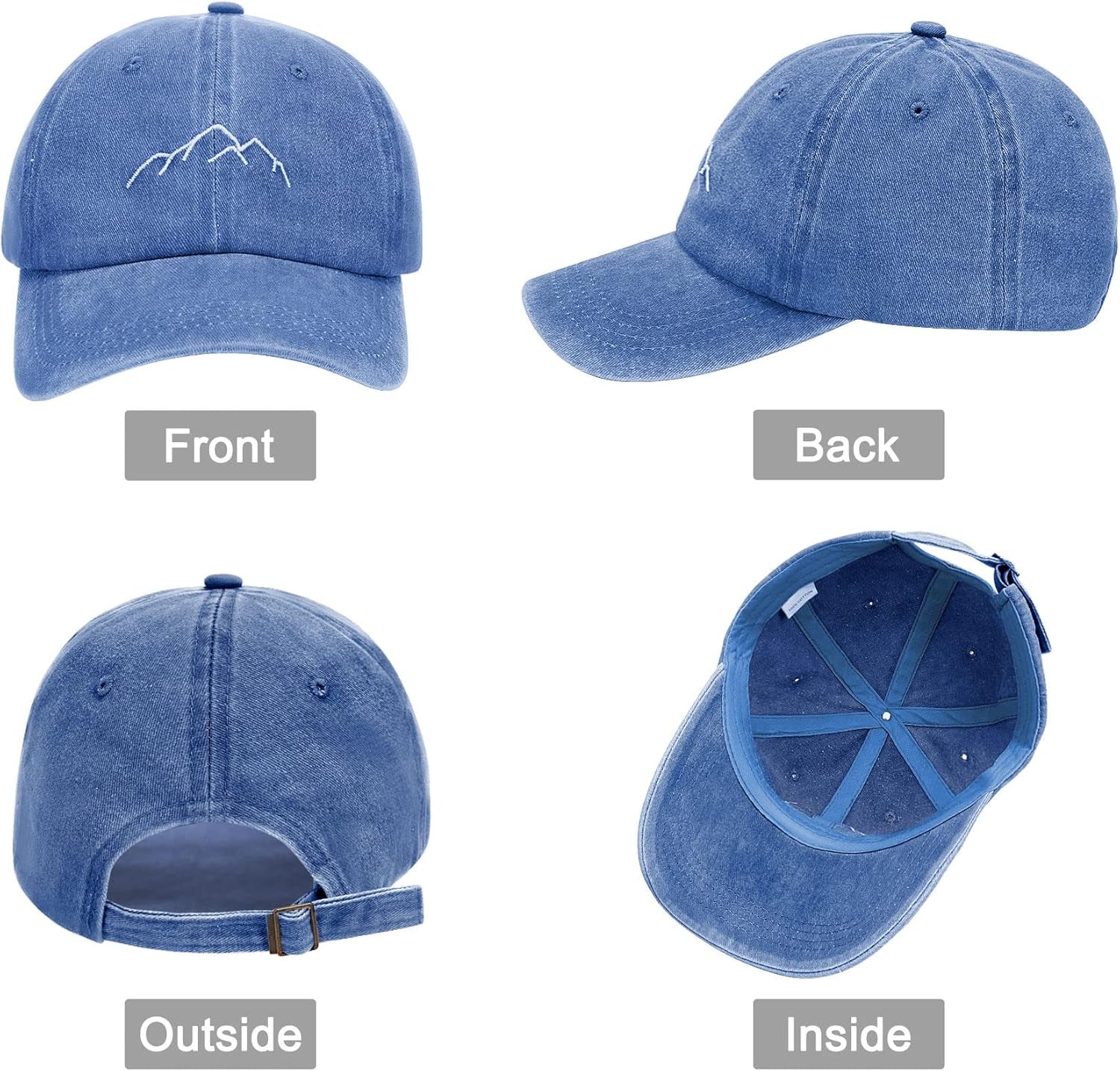 Baseball Cap Mens - Vintage Washed Dad Caps Adjustable Cotton