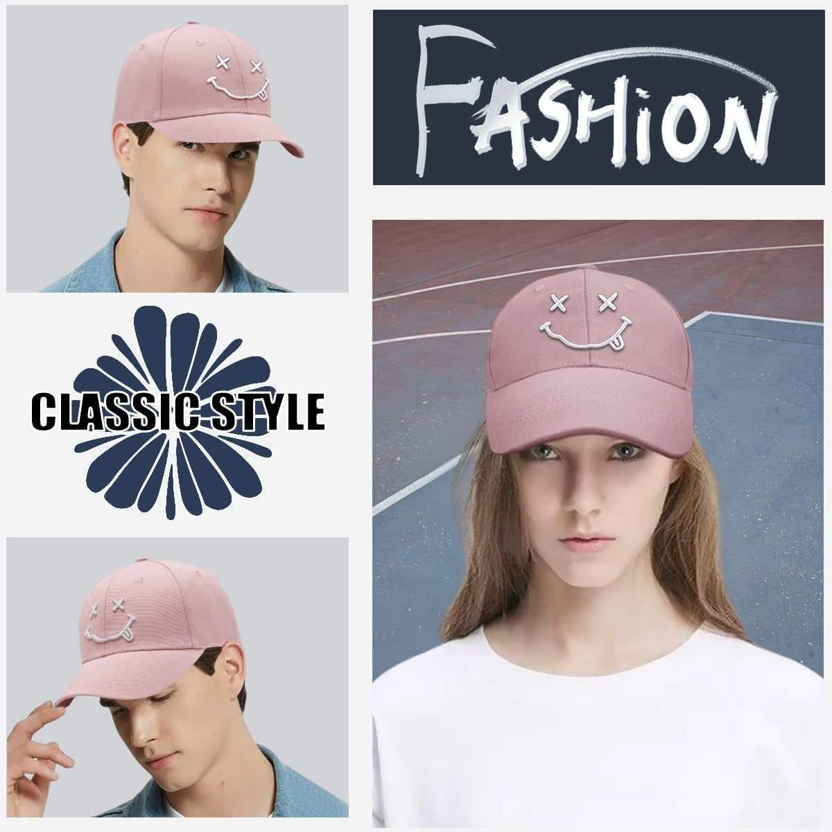 Baseball Cap with Embroidered,Plain Hats Unisex Adjustable Cotton 6 Panel Vintage Trucker Hat Peak Cap Golf Running Hat Outdoor Cap