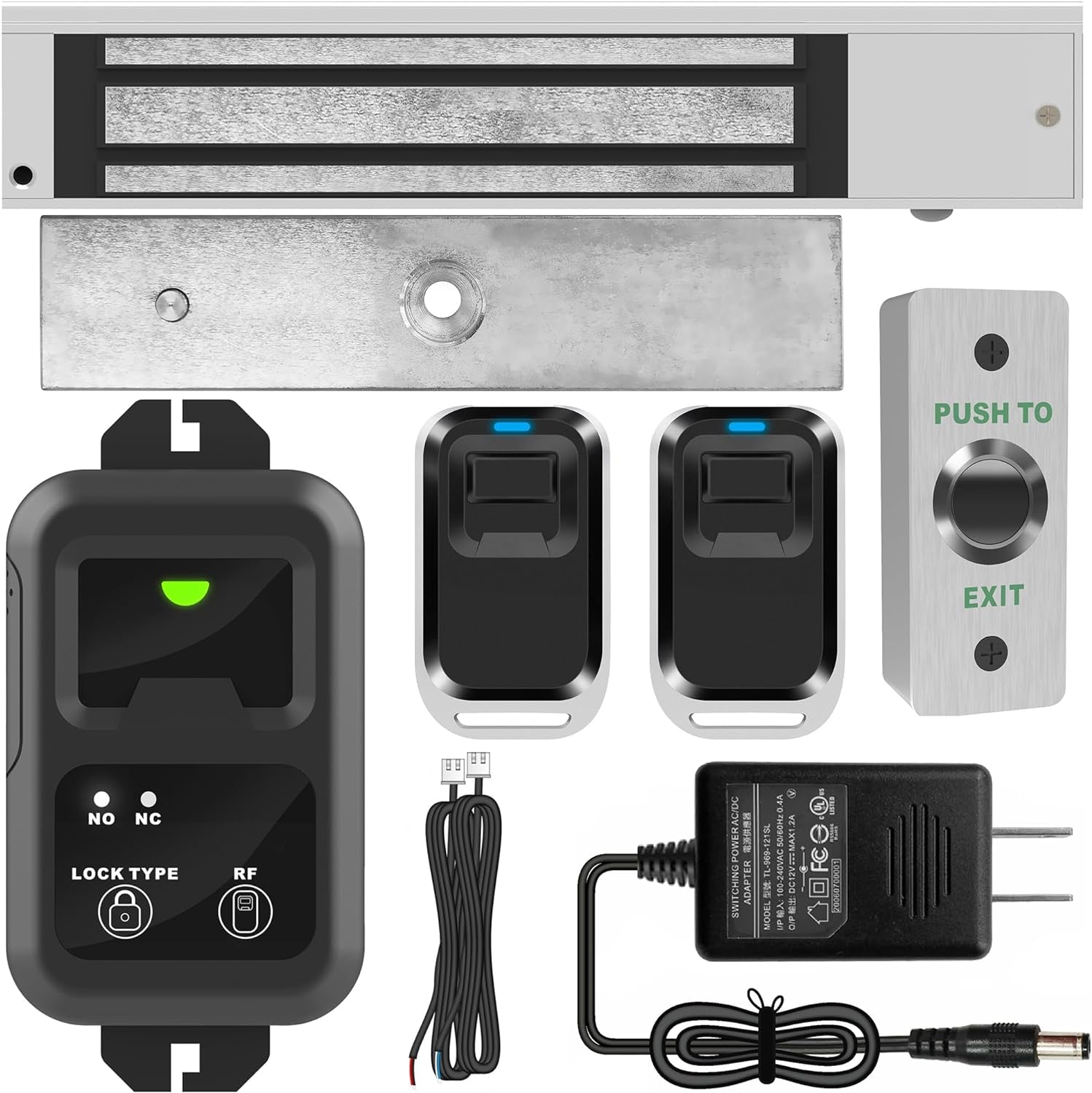 Access Control Outswinging Door 600Lbs Force Electromagnetic Lock & Remote Control Kit