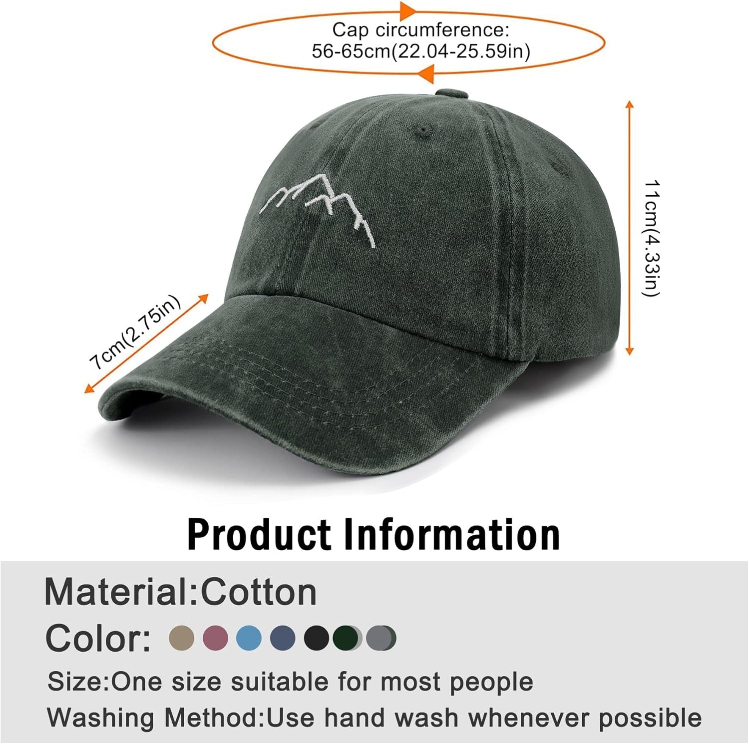 Baseball Cap Mens - Vintage Washed Dad Caps Adjustable Cotton