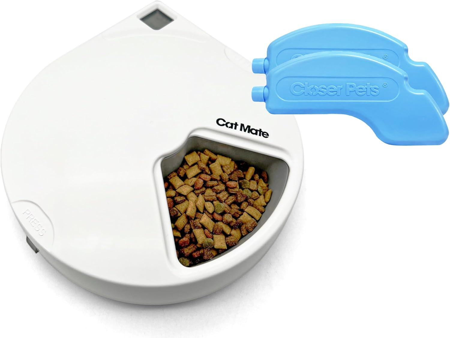 C500 Automatic 5 Bowl Pet Feeder with Digital Timer for Wet or Dry Pet Food, for Cats and Small Dogs, 5 Meals up to 330G Each, with Twin Ice Packs for Food Freshness , White