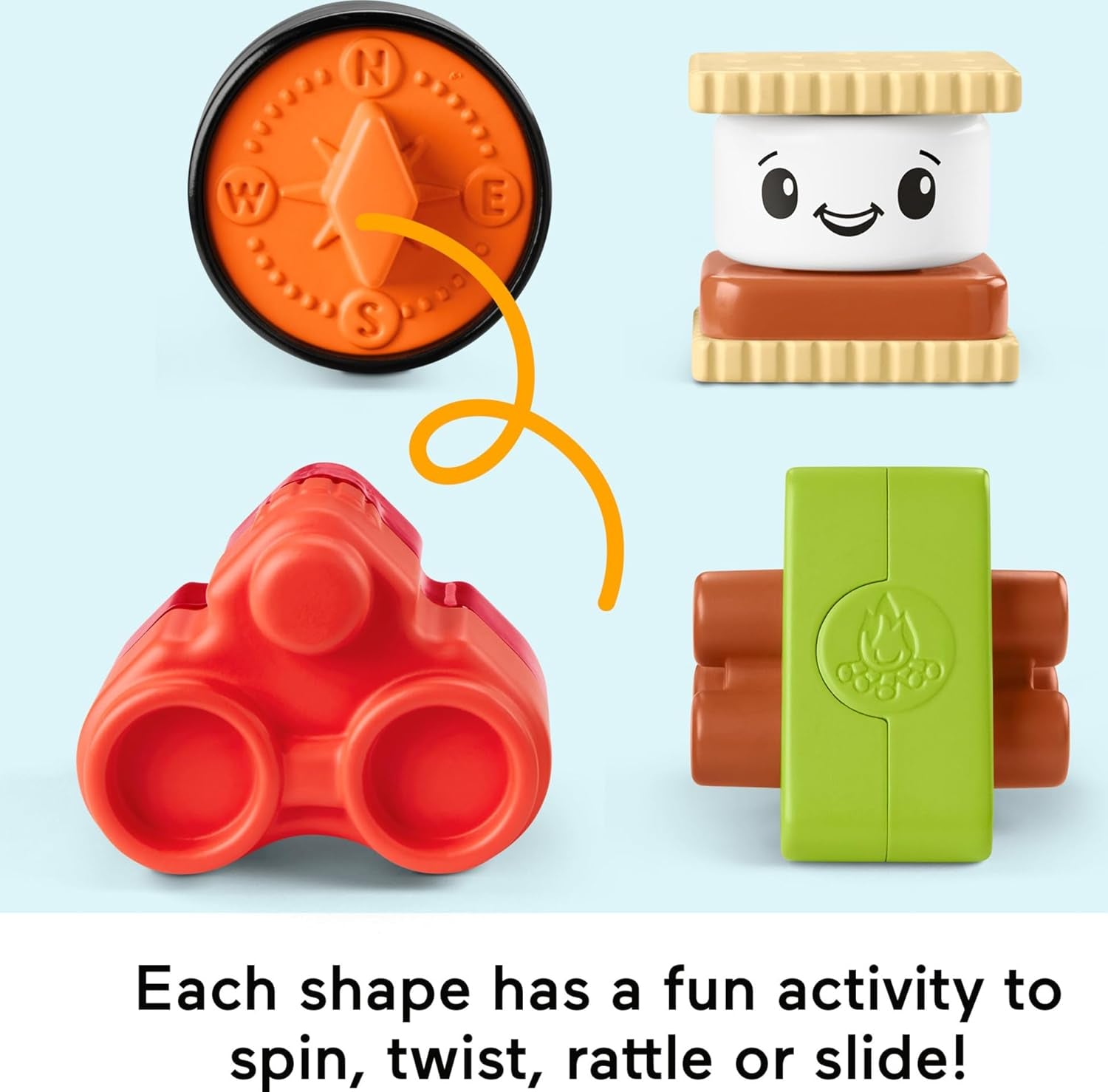 Baby Developmental Toy S’More Shapes Camping Tent Block Sorting Activity for Infants Ages 6+ Months