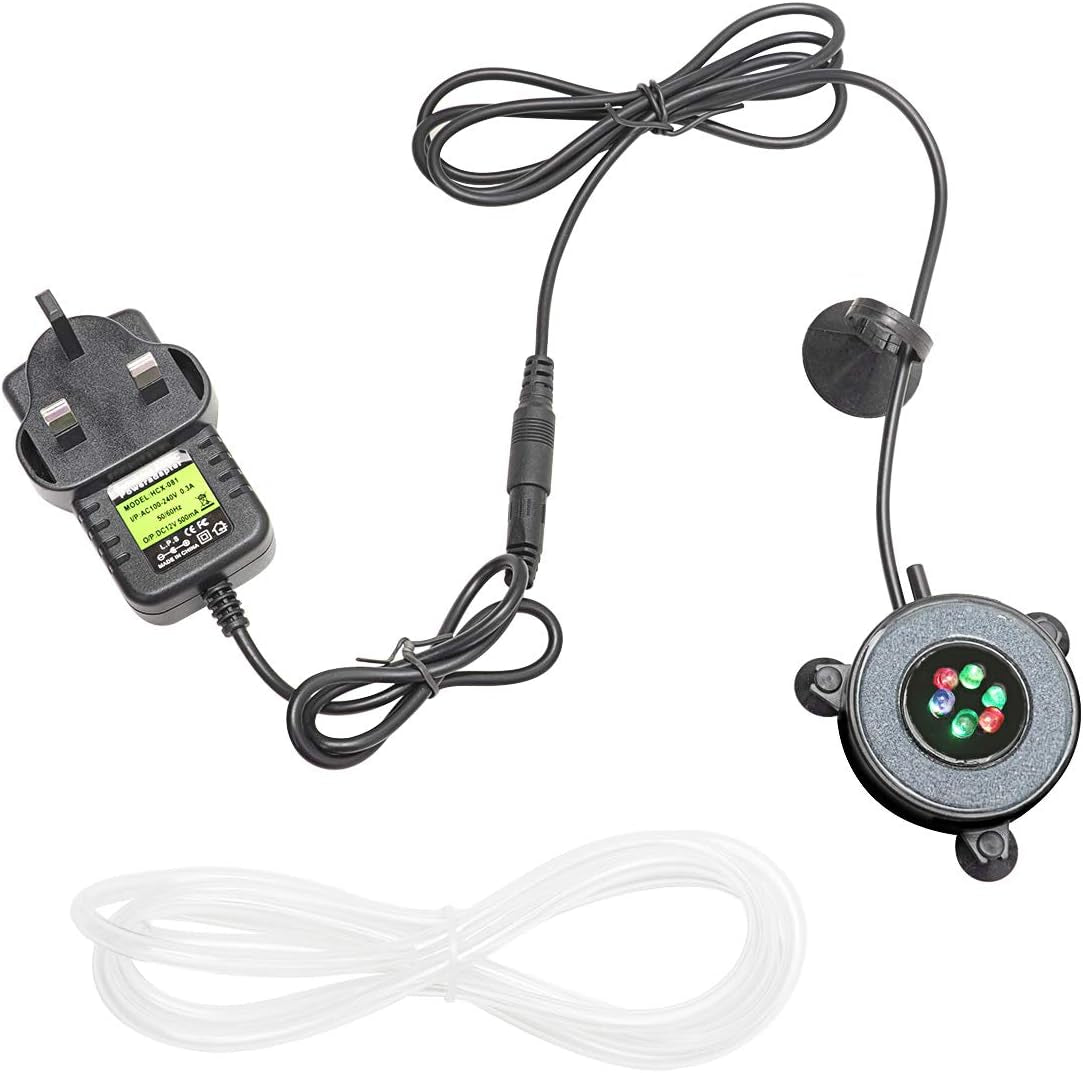 Aquarium Air Stone Fish Tank Led Air Stone Bubble Light with 6 Color Changing Leds for Aquarium