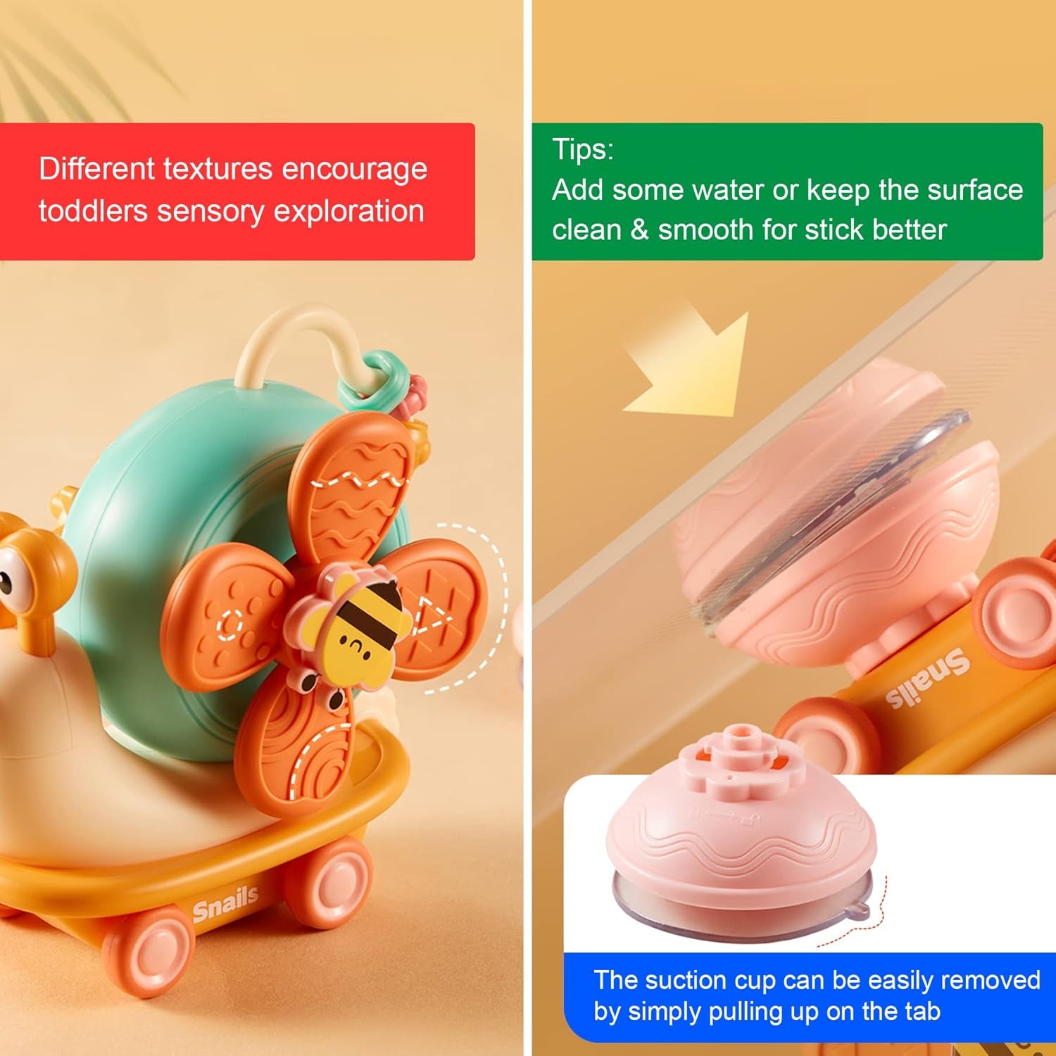 Baby Suction Cup Spinner Toys - Toddler Sensory Montessori Educational Fine Motor Skills Toys Learning Activities - Gifts for 6 9 12 18 Month Age 1 2 3 One Two Year Old Boys Girls Infant Bath Toys