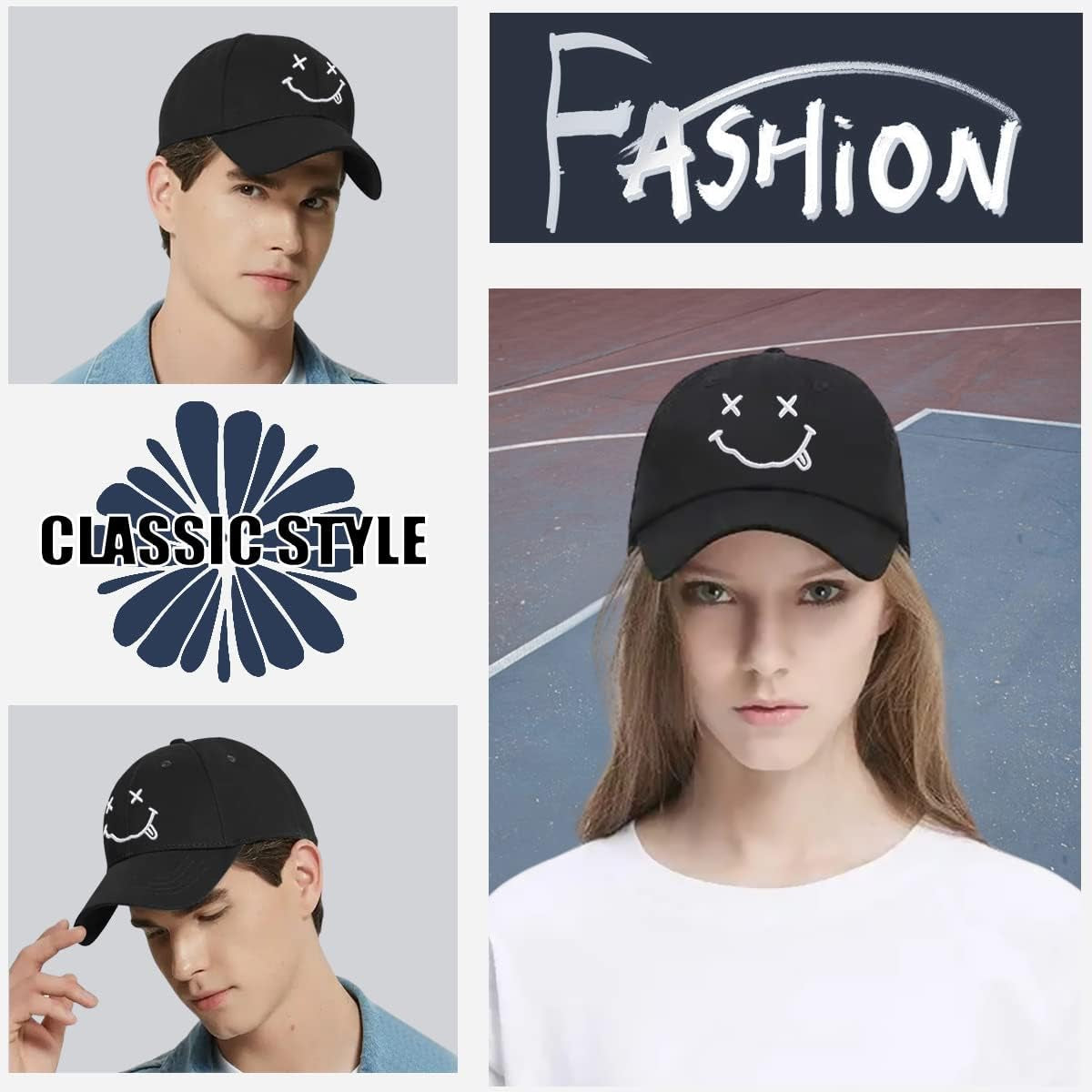 Baseball Cap with Embroidered,Plain Hats Unisex Adjustable Cotton 6 Panel Vintage Trucker Hat Peak Cap Golf Running Hat Outdoor Cap