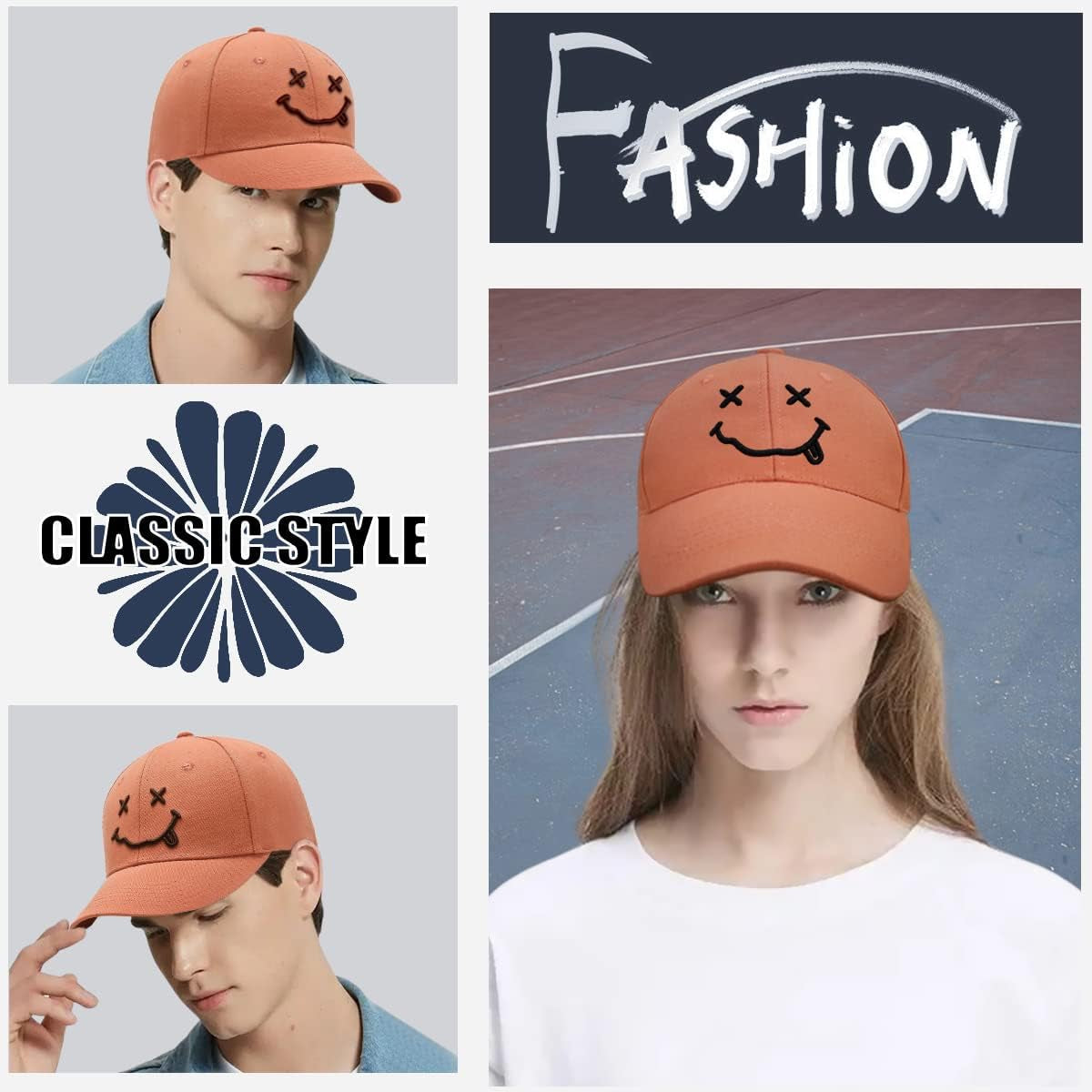 Baseball Cap with Embroidered,Plain Hats Unisex Adjustable Cotton 6 Panel Vintage Trucker Hat Peak Cap Golf Running Hat Outdoor Cap