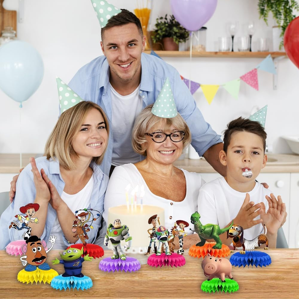 Centerpiece Table Decorations - 3D Honeycomb Party Favors - 9Pcs Set Story Toy Game Birthday Cake Decor for Boys and Girls - Ideal for Themed Parties, Special Occasions