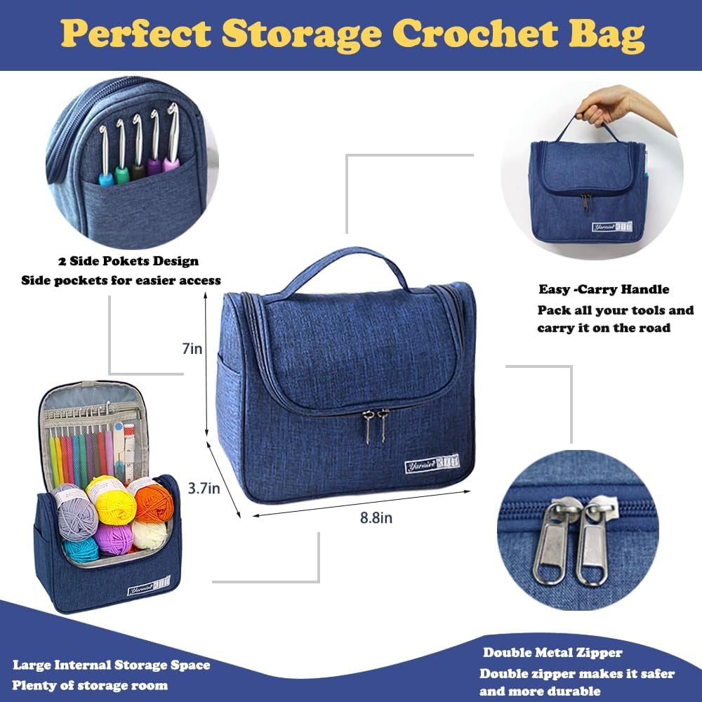 Crochet Kits for Beginners Adults, All in One Crochet Crochet Starter Kit with 840 Yards Crochet Yarn, 10 Size Ergonomic Crochet Hooks 2.0Mm~6.5Mm