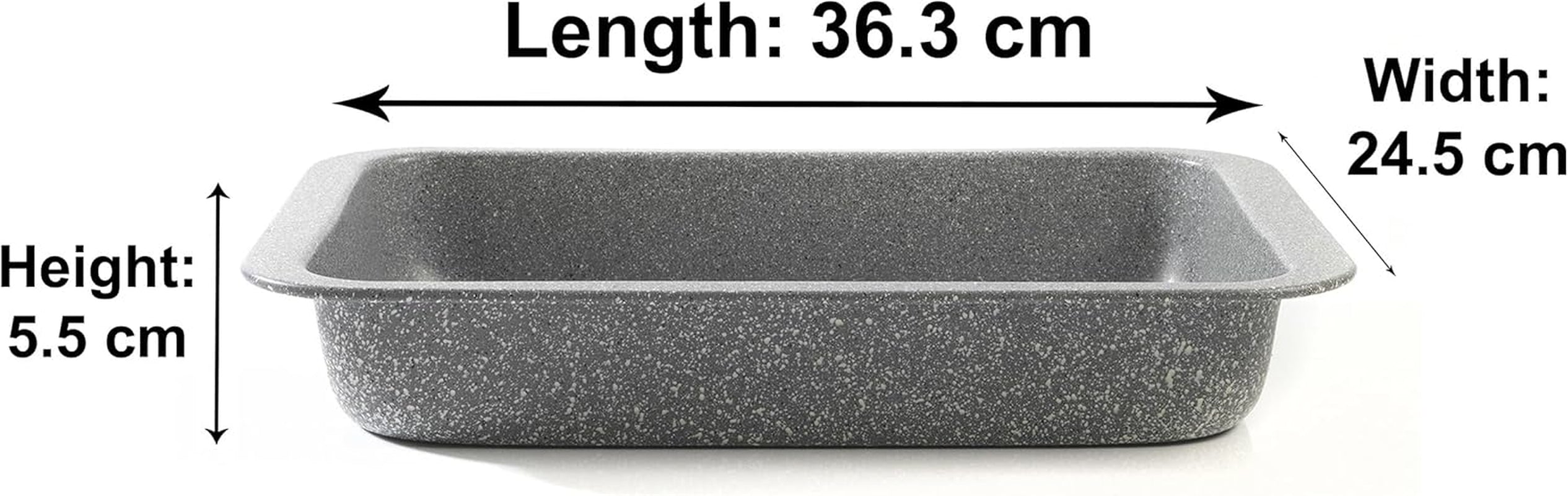 BW02774G Marblestone Roasting Tin – 36Cm Non-Stick Roaster, Lightweight Carbon Steel, Easy Wipe Clean, High Side Rectangular Roasting Tray, Oven Safe to 220°C, PFOA Free, Deep Baking Pan