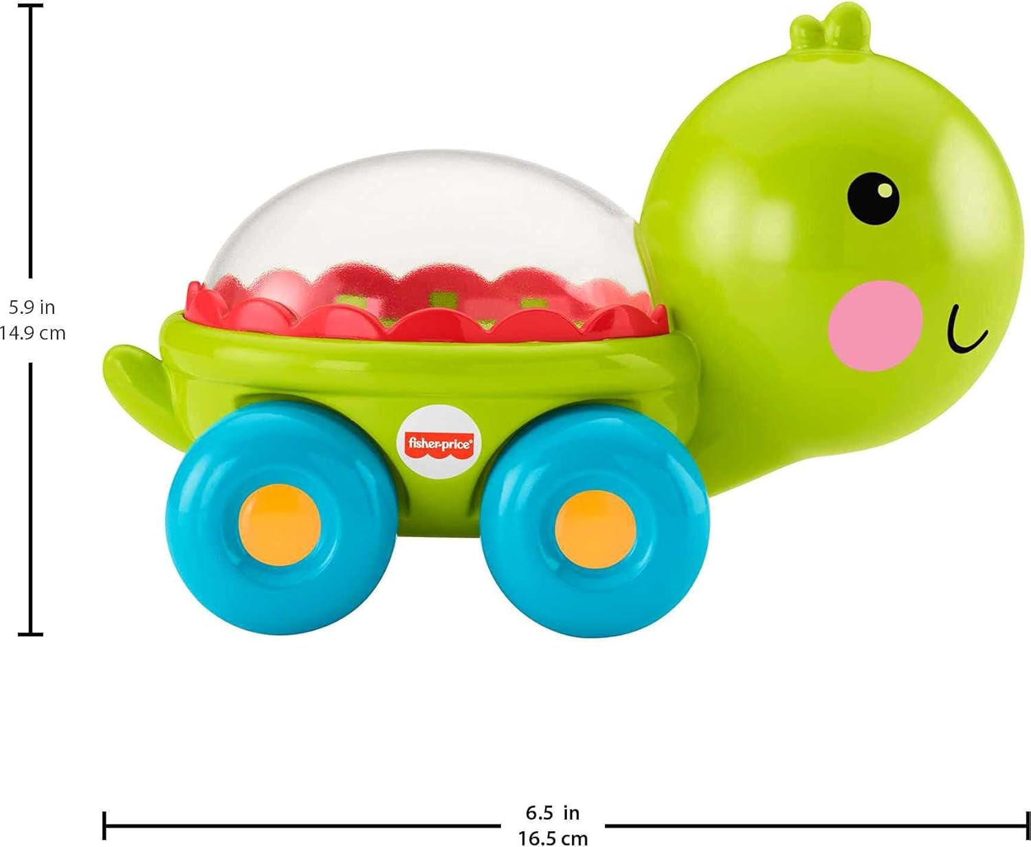 Baby Crawling Toy Poppity Pop Turtle Push-Along Vehicle with Ball Popping Sounds for Infants Ages 6+ Months