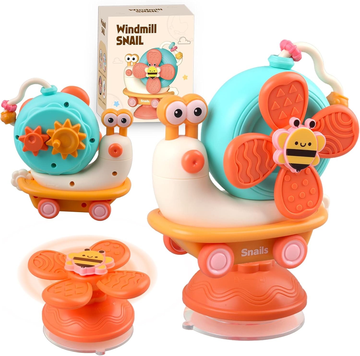 Baby Suction Cup Spinner Toys - Toddler Sensory Montessori Educational Fine Motor Skills Toys Learning Activities - Gifts for 6 9 12 18 Month Age 1 2 3 One Two Year Old Boys Girls Infant Bath Toys