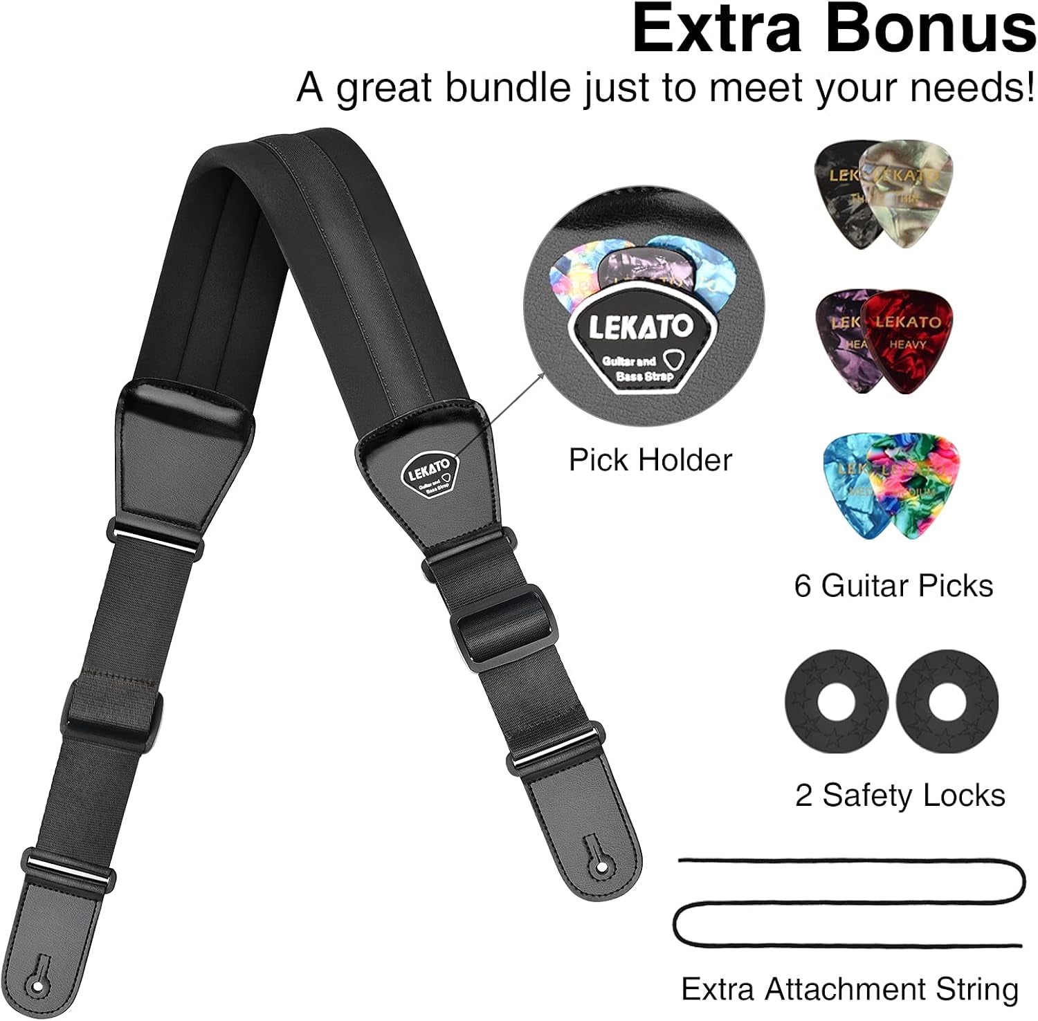 Bass Guitar Strap for Electric Guitar & Bass
