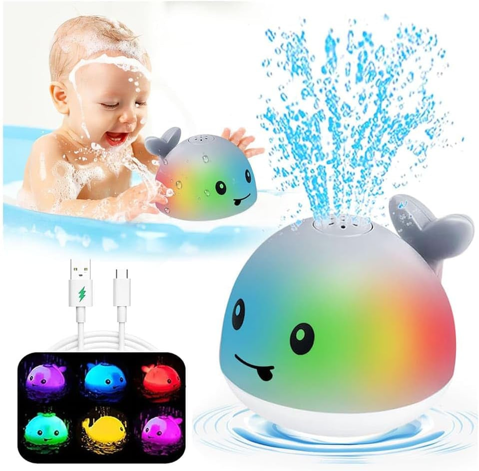 Bath Toys for Kids Ages 1-3 - Whale Bath Toy Sprinkler, Light up Bathtime Tub Pool Shower Water Toys for Toddlers, Baby Toys 6-12-18 Months, Best Gifts for 1St Birthday 1 2 3 Year Old Boys Girls Gifts