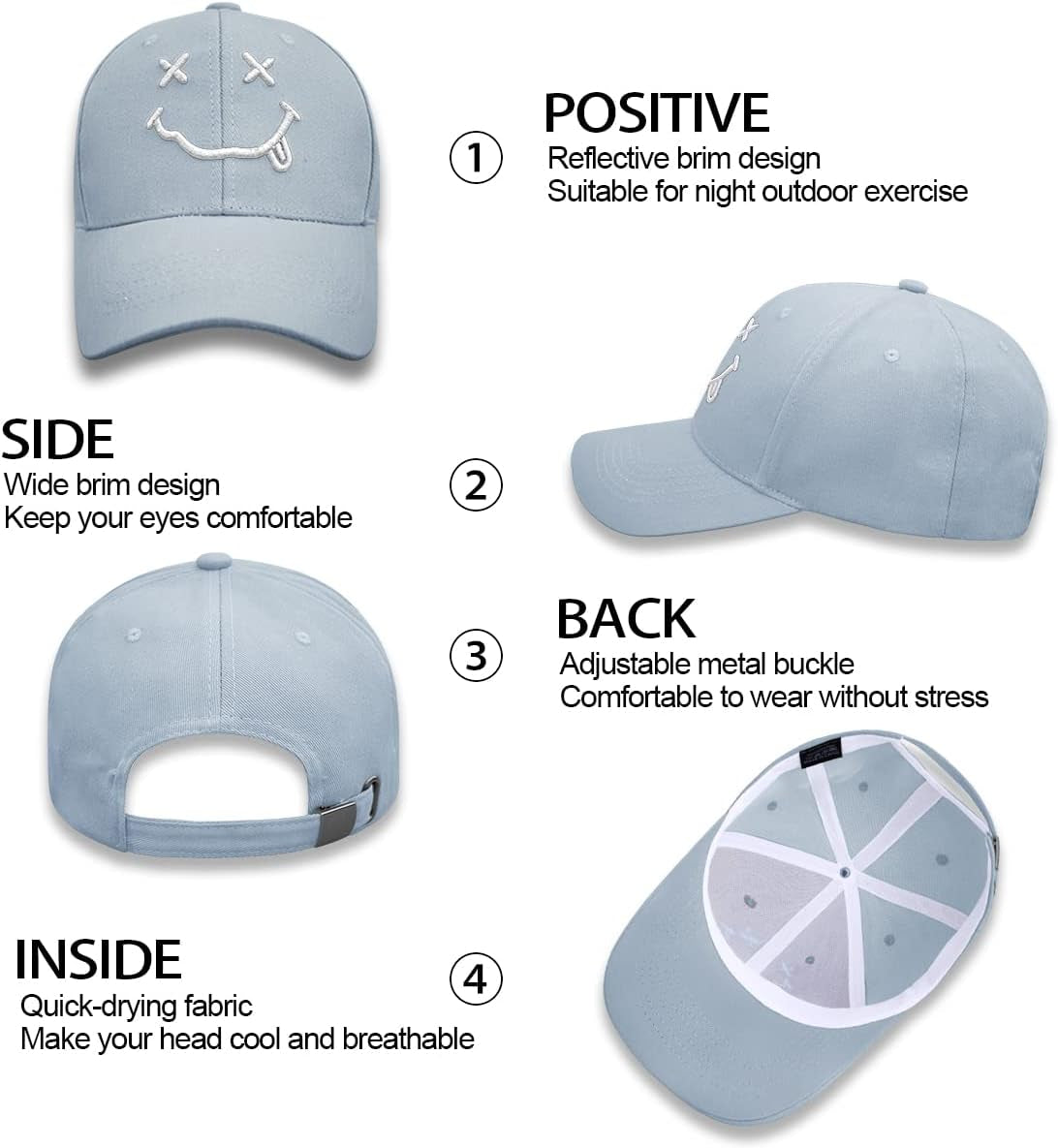 Baseball Cap with Embroidered,Plain Hats Unisex Adjustable Cotton 6 Panel Vintage Trucker Hat Peak Cap Golf Running Hat Outdoor Cap