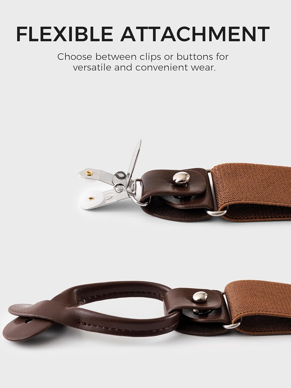 Braces for Men with Clip and Button Attachment Options, Includes 6 Buttons, 1.4 Inch Width Y-Shape for Heights up to 6'7", Stainless Steel, XL Elasticity Adjustment Suspenders