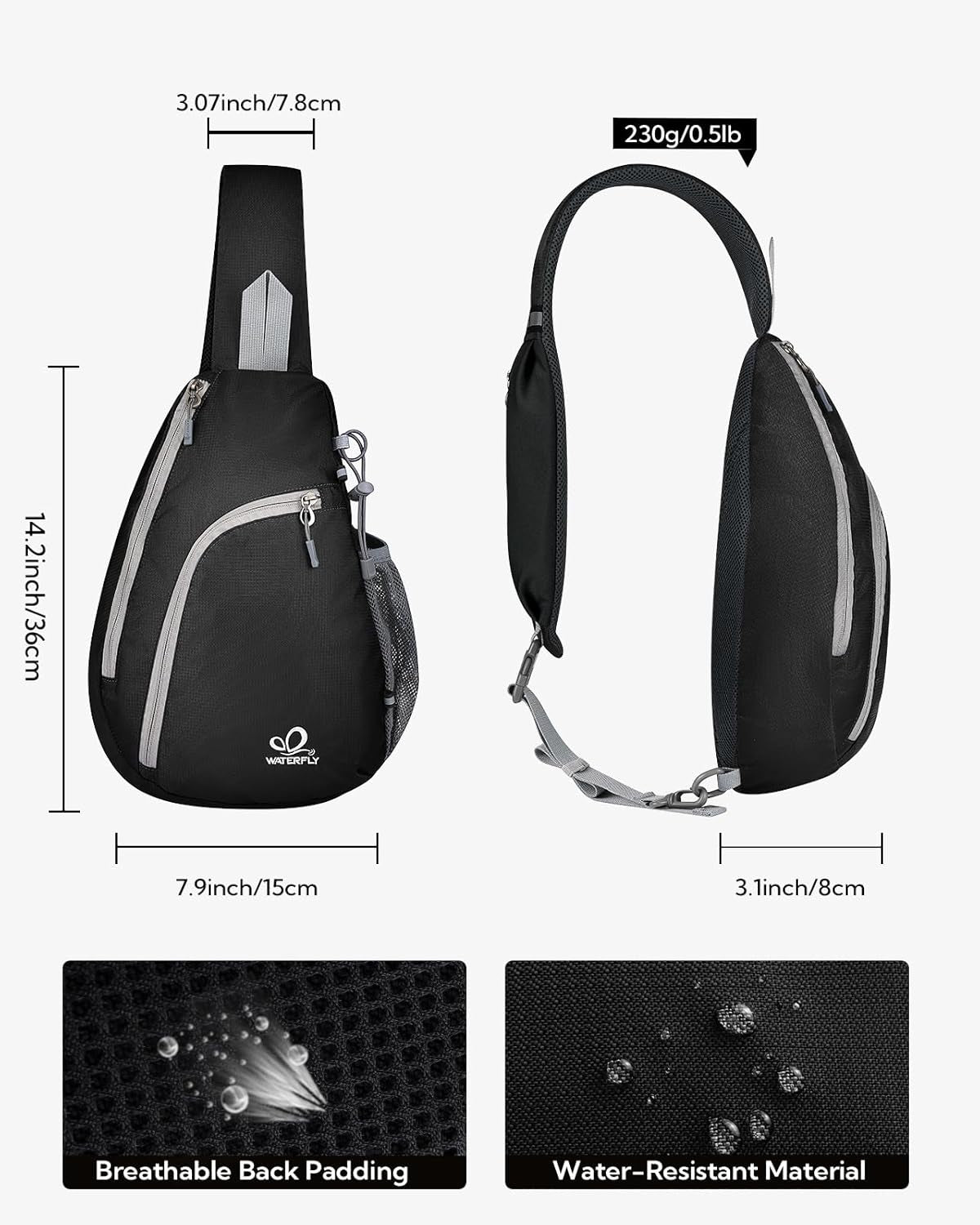 Crossbody Sling Bag Small Water Resistant Backpack Lightweight Shoulder Chest Daypack for Men Women Hiking Travel