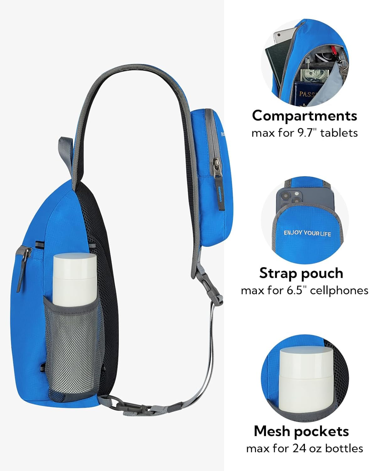 Crossbody Sling Bag Small Water Resistant Backpack Lightweight Shoulder Chest Daypack for Men Women Hiking Travel