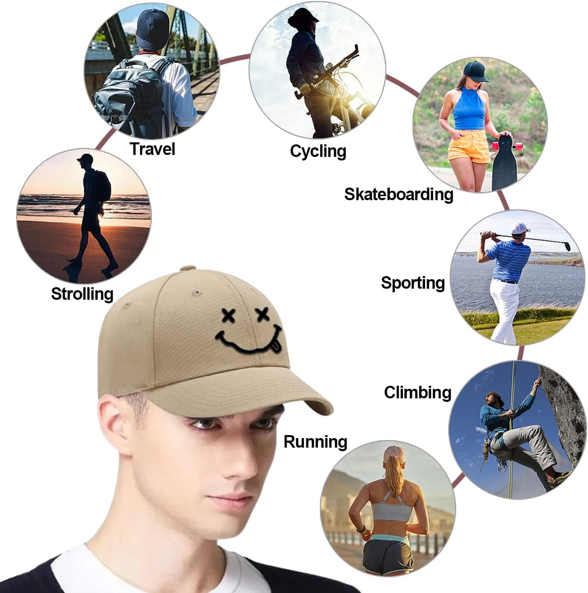 Baseball Cap with Embroidered,Plain Hats Unisex Adjustable Cotton 6 Panel Vintage Trucker Hat Peak Cap Golf Running Hat Outdoor Cap