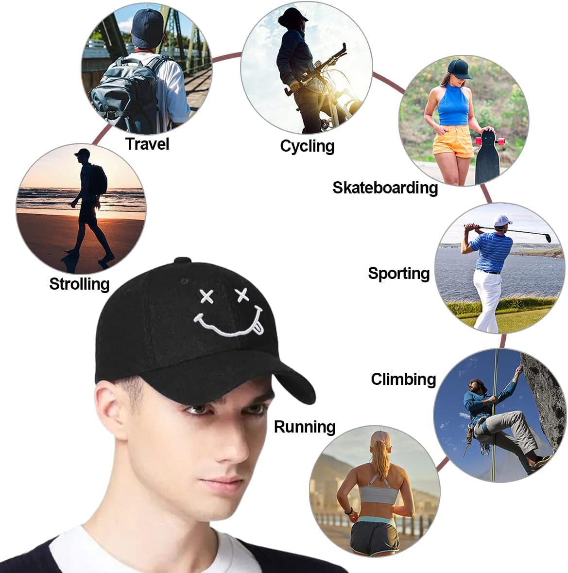 Baseball Cap with Embroidered,Plain Hats Unisex Adjustable Cotton 6 Panel Vintage Trucker Hat Peak Cap Golf Running Hat Outdoor Cap