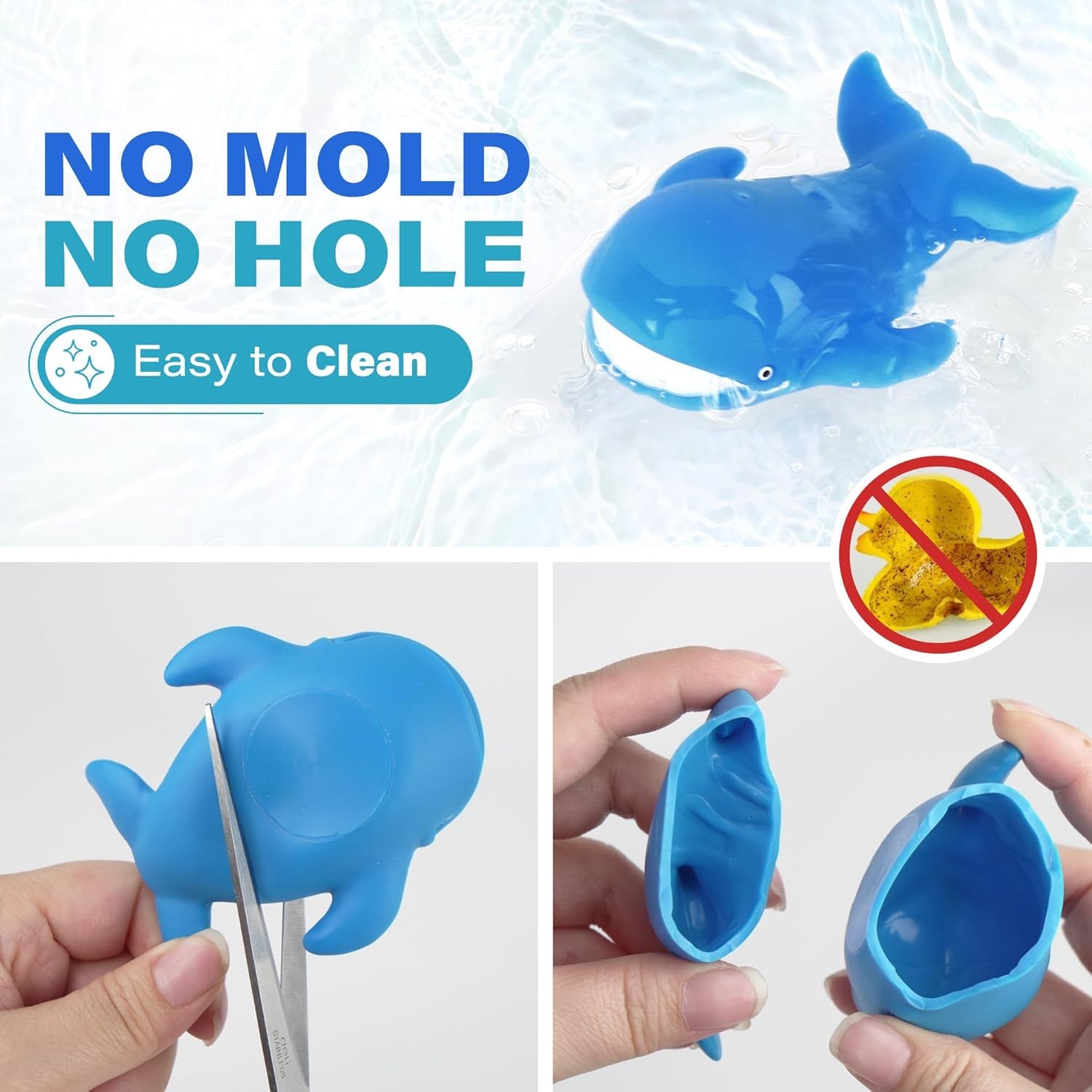 Bath Toys for Kids Ages 1-3, Mold Free Baby Bath Toys for Toddlers 2-4, 8PCS No Holes Ocean Sea Animal Bathtub Toys, Soft Bath Tub Toys
