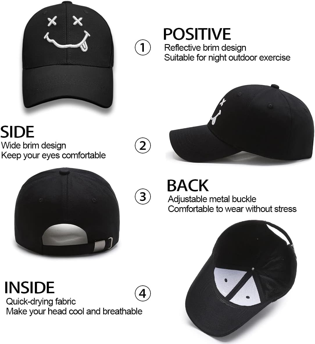 Baseball Cap with Embroidered,Plain Hats Unisex Adjustable Cotton 6 Panel Vintage Trucker Hat Peak Cap Golf Running Hat Outdoor Cap