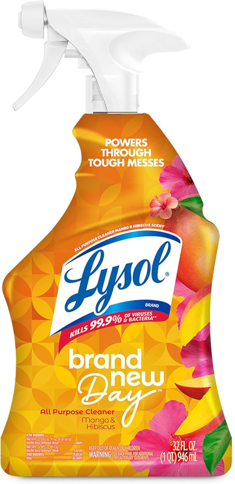 All Purpose Cleaner Spray, Multi-Purpose Disinfecting Spray, Kitchen & Bathroom Cleaner, Mango & Hibiscus Scent, 32 Fl Oz