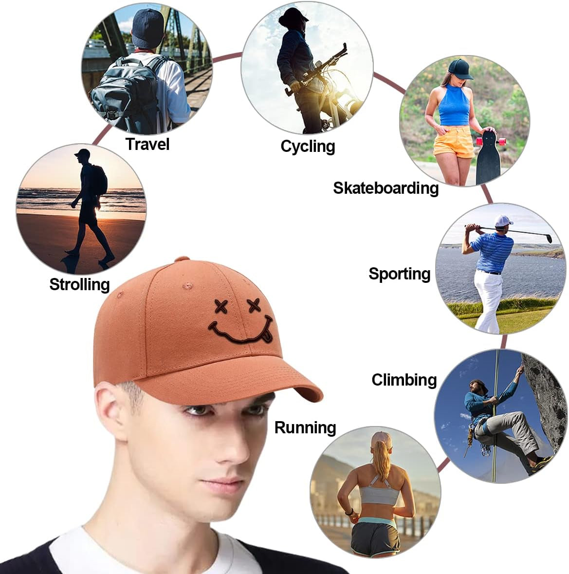 Baseball Cap with Embroidered,Plain Hats Unisex Adjustable Cotton 6 Panel Vintage Trucker Hat Peak Cap Golf Running Hat Outdoor Cap
