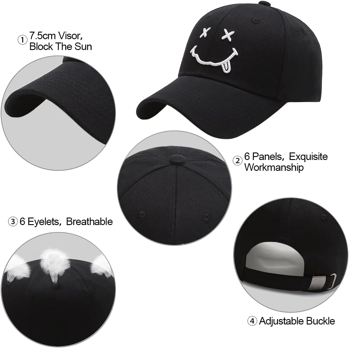 Baseball Cap with Embroidered,Plain Hats Unisex Adjustable Cotton 6 Panel Vintage Trucker Hat Peak Cap Golf Running Hat Outdoor Cap
