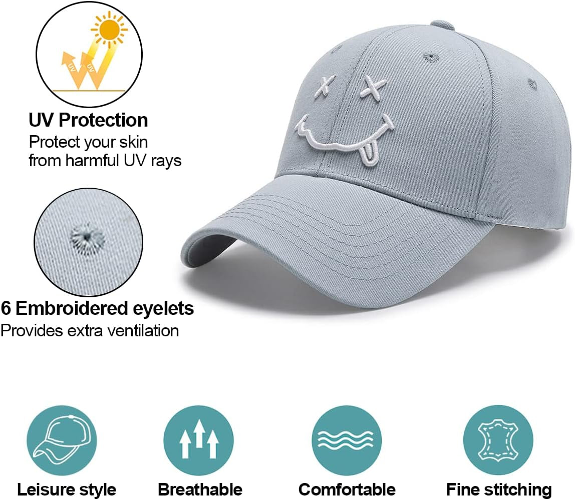 Baseball Cap with Embroidered,Plain Hats Unisex Adjustable Cotton 6 Panel Vintage Trucker Hat Peak Cap Golf Running Hat Outdoor Cap