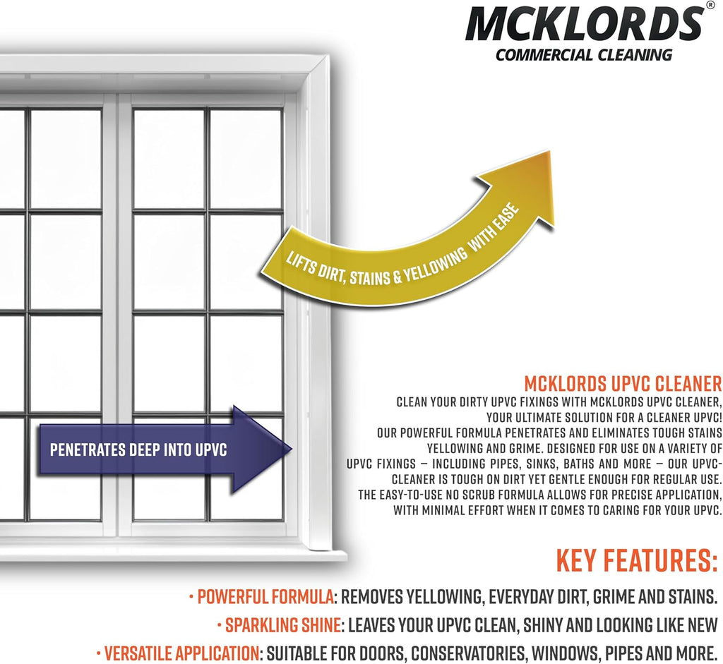 Commercial Upvc Cleaner for Hard Plastic, Doors, Gutters and Window Frames, 1 Litre Clear
