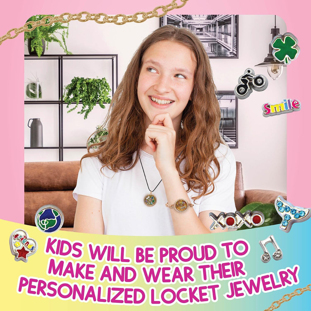 Charmwow Jewelry Making Kit for Girls 8-12 - 9 Year Old Girl Gifts Idea, Birthday Gifts for Girls & Tweens - Necklace & Bracelet Set with Lockets & Mini Charms
