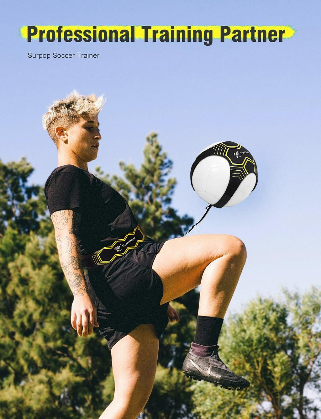 Soccer/Volleyball/Rugby Trainer, Football Kick Throw Solo Practice Training Aid Control Skills Adjustable Waist Belt for Kids Adults