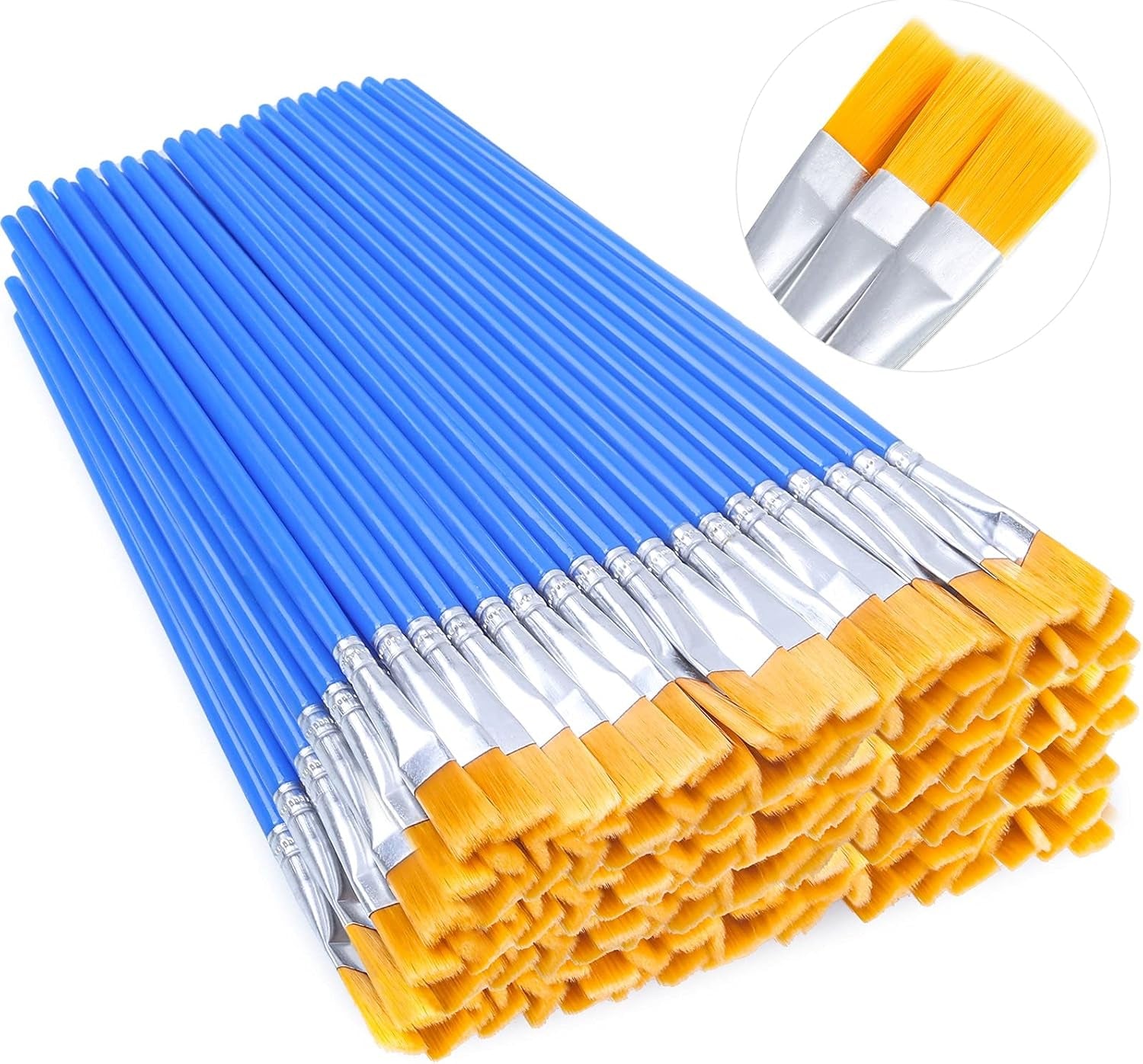 100Pcs Paint Brushes for Kids,  Flat Paint Brush Bulk Small Paint Brushes Set for Acrylic Painting and Crafting