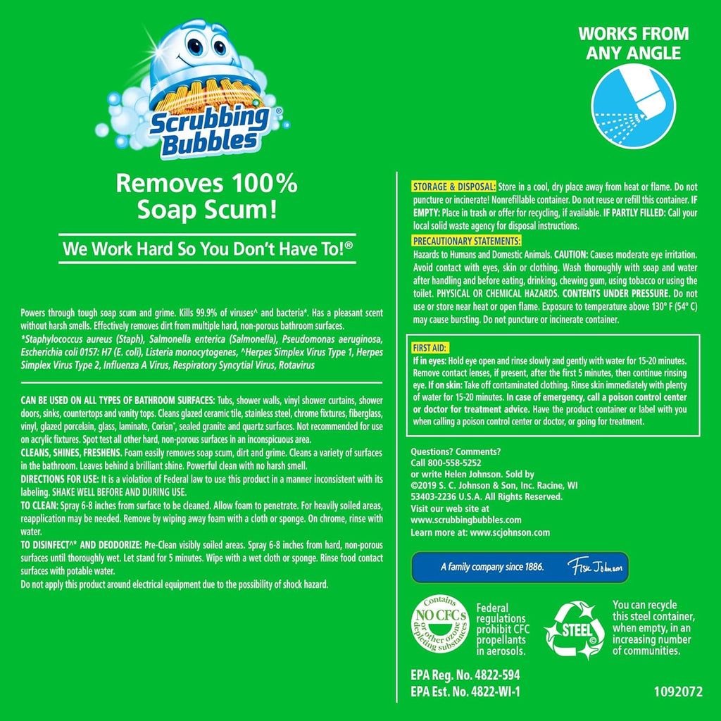 Mega Bathroom and Shower Foamer Aerosol, Rainshower Scent, 20Oz (Pack of 2)