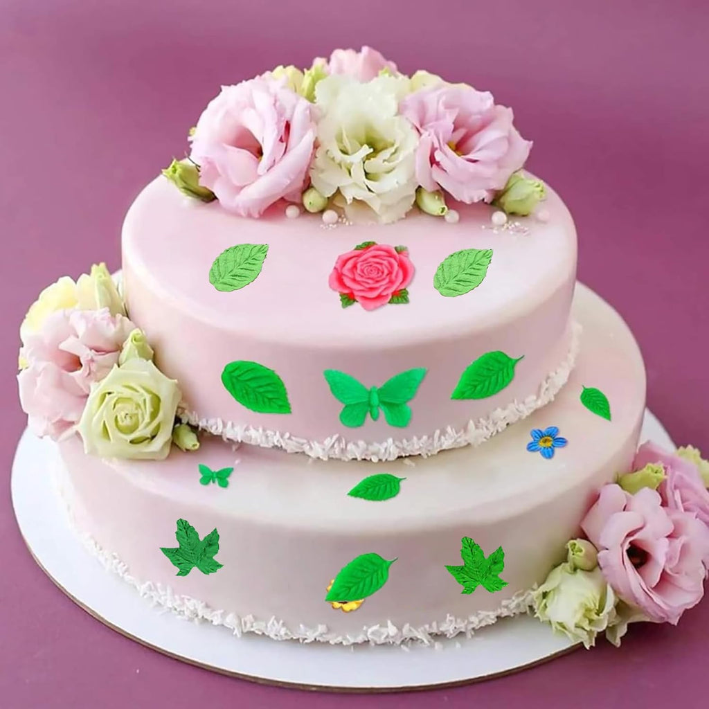 Silicone Fondant Moulds Leaves Modeling Leaf Mould Silicone Mold Various Themes That Can Be Used for Fondant Cake Decoration or Lollipop Chocolate Decoration,2Pcs