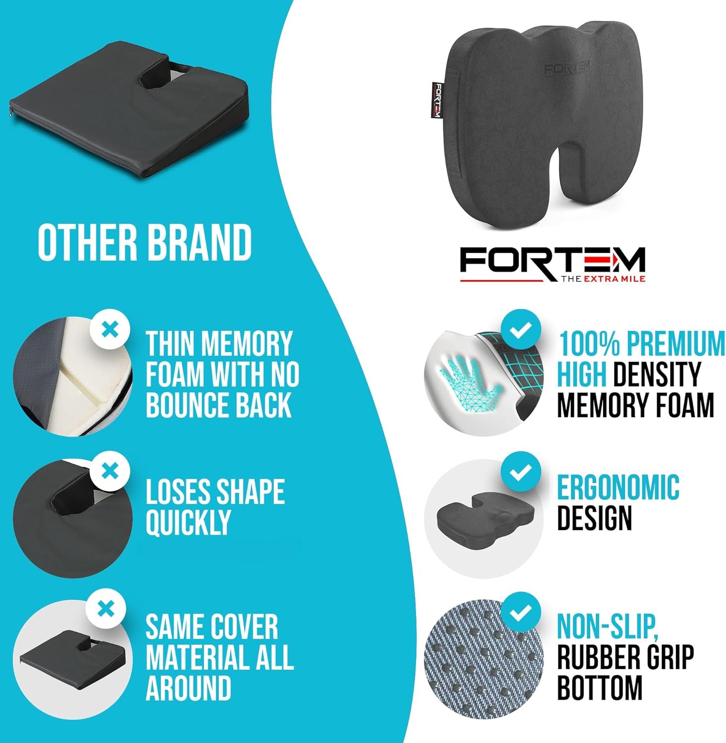 Office Chair Cushion and Back Support for Office Chair, Lumbar Support Cushion, Memory Foam Seat Cushion, Non Slip Sitting and Back Rest for Gaming, Car Seat Cushion, Chair Pad