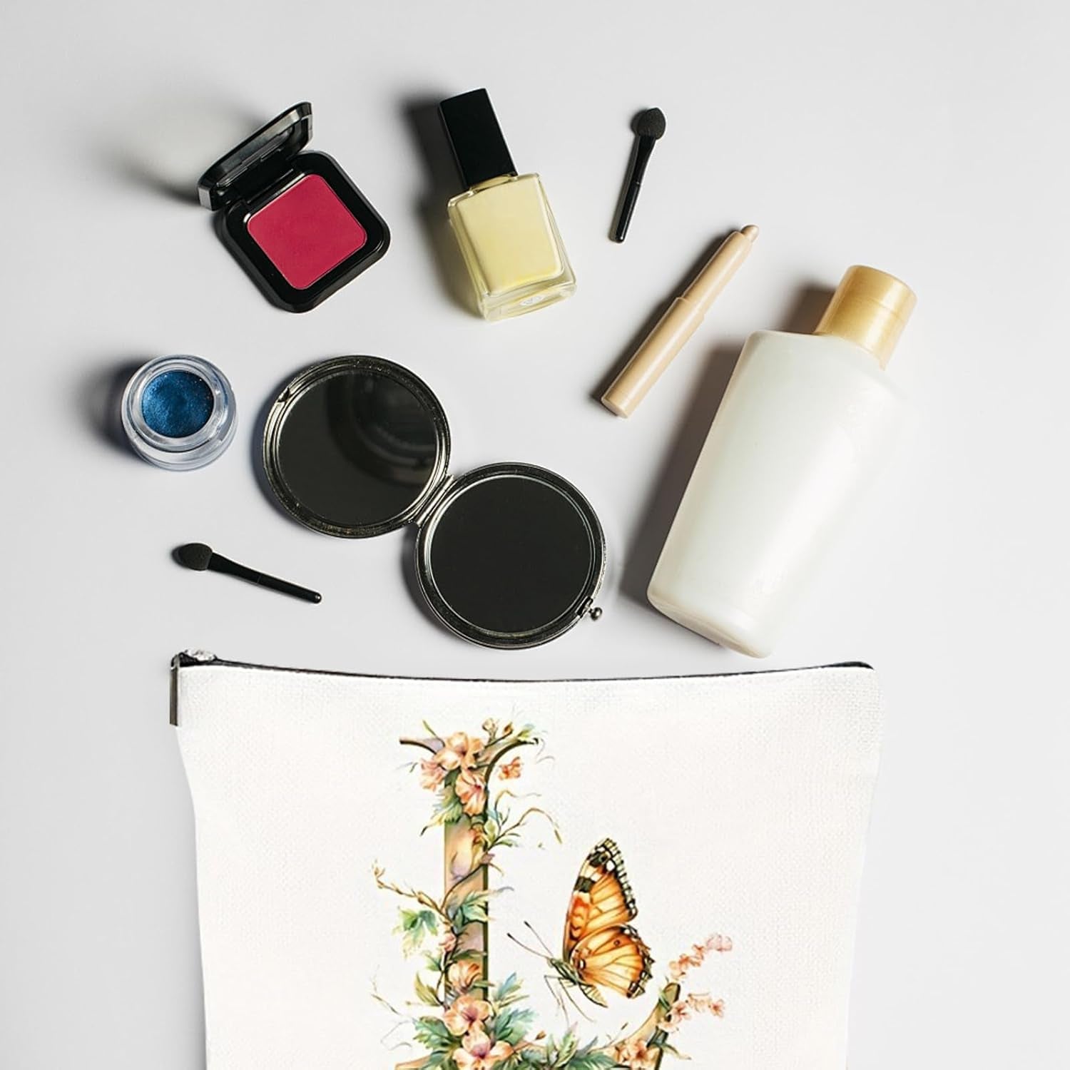 Small Makeup Bag for Handbag, Travel Toiletry Organiser, Makeup Brush Pouch Cosmetic Bags, Music Alphabet Animal Theme Bag, Compact Portable Storage for Women Girls