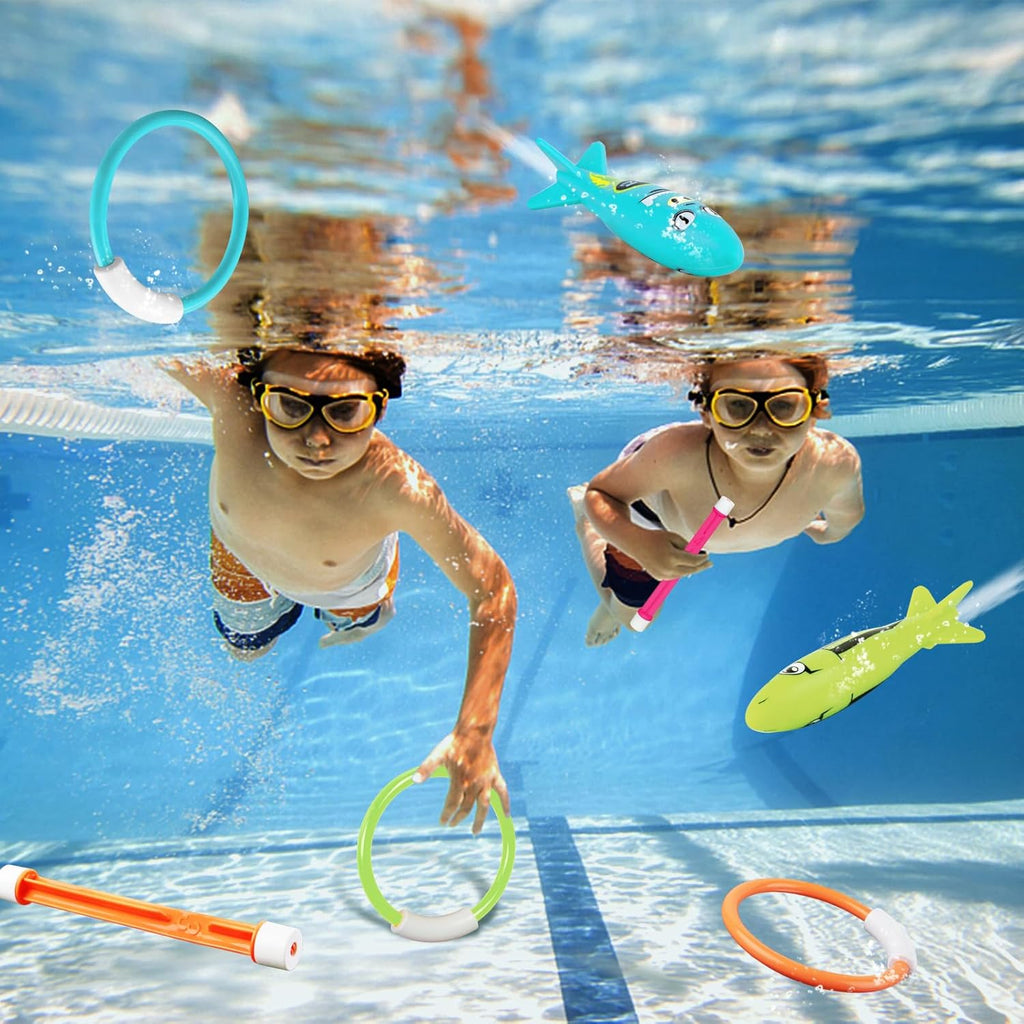 Pool Toys for Kids Ages 4-8 8-12, Underwater Summer Pool Diving Toys Set Games, Training Dive Swim Water Toys for Boys Girls Adults, Medium