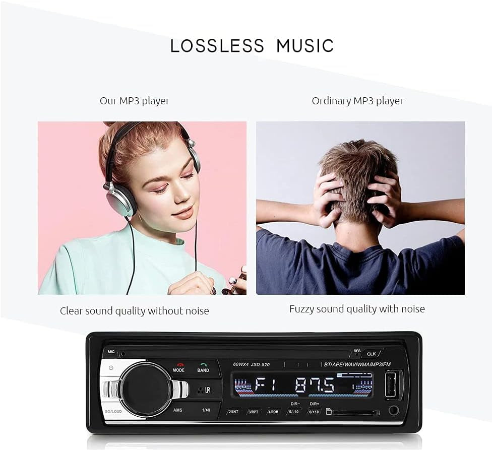 Car Radio Bluetooth Hands Free, 1DIN 12V Car Stereo Car MP3 Player Support FM/USB/SD/AUX-IN with Remote Control