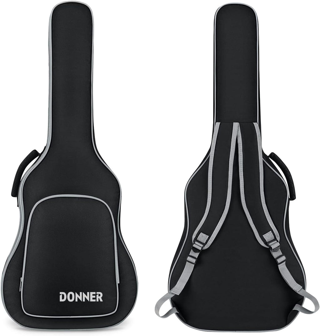 Acoustic Guitar Gig Bag 40/41 Inch, 5Mm Thickness Backpack Soft Solid Guitar Case with Adjustable Straps, Water-Resistant Nonwovens Interior Thicken Sponge Pad with Pocket, Black