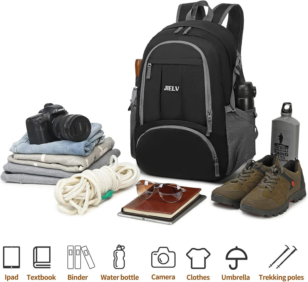 30L Lightweight Packable Backpack Small Foldable Hiking Backpack Waterproof Daypack Travel Camping Outdoor for Women Men Valentines Day Gifts(Black)