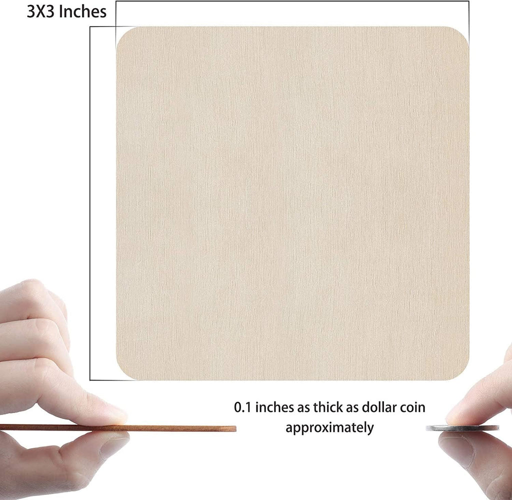 Wood Pieces 80 Pcs 7.6Cm Wood Board Wooden Squares Cutout Tiles, Natural Rustic Craft Wood for Home Decoration, DIY Supplies