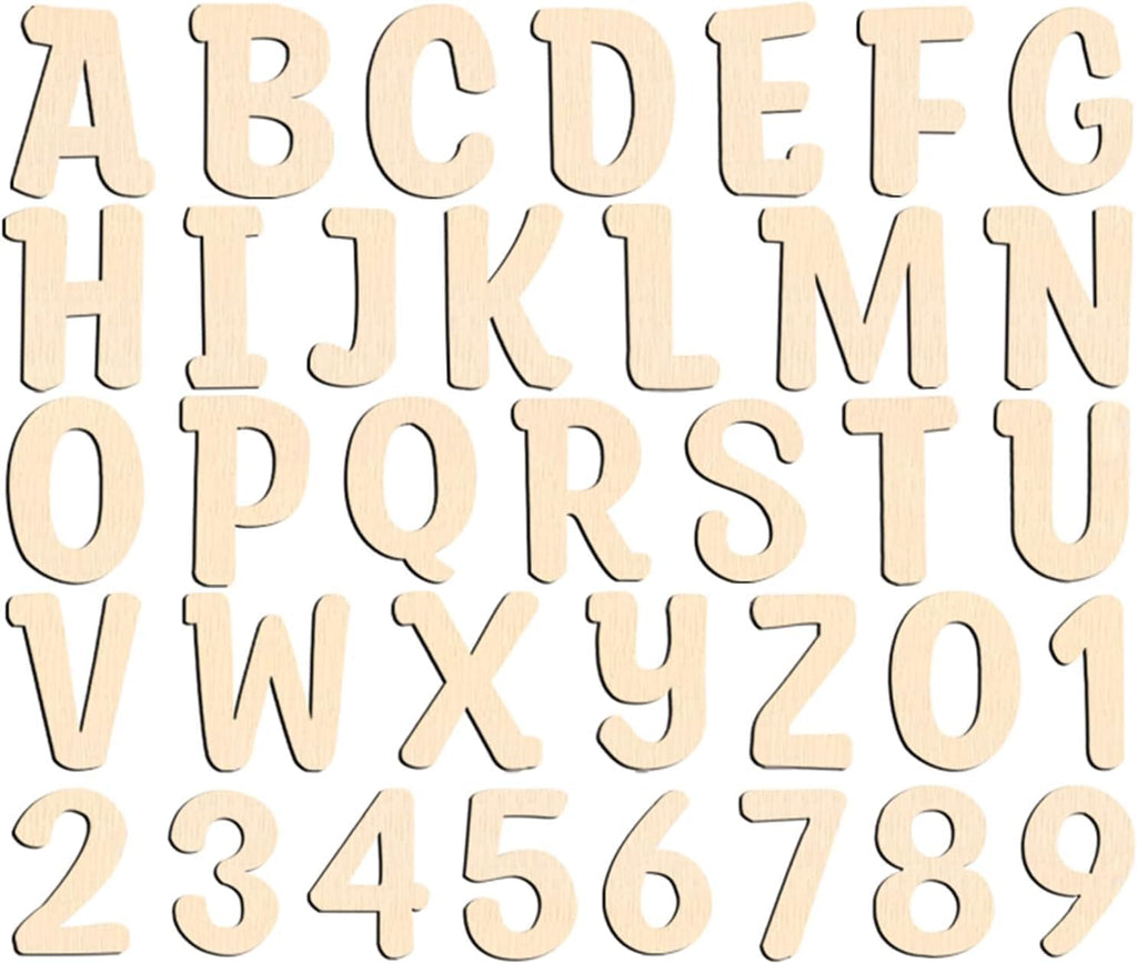 124Pcs Wooden Letters for Crafts 5Cm Unfinished 2 Inch Capital Wooden Alphabet Letters Numbers Small Wood Letter for Children'S Names DIY Painting Arts Kids Spelling Learning Wall Embellishment Decor