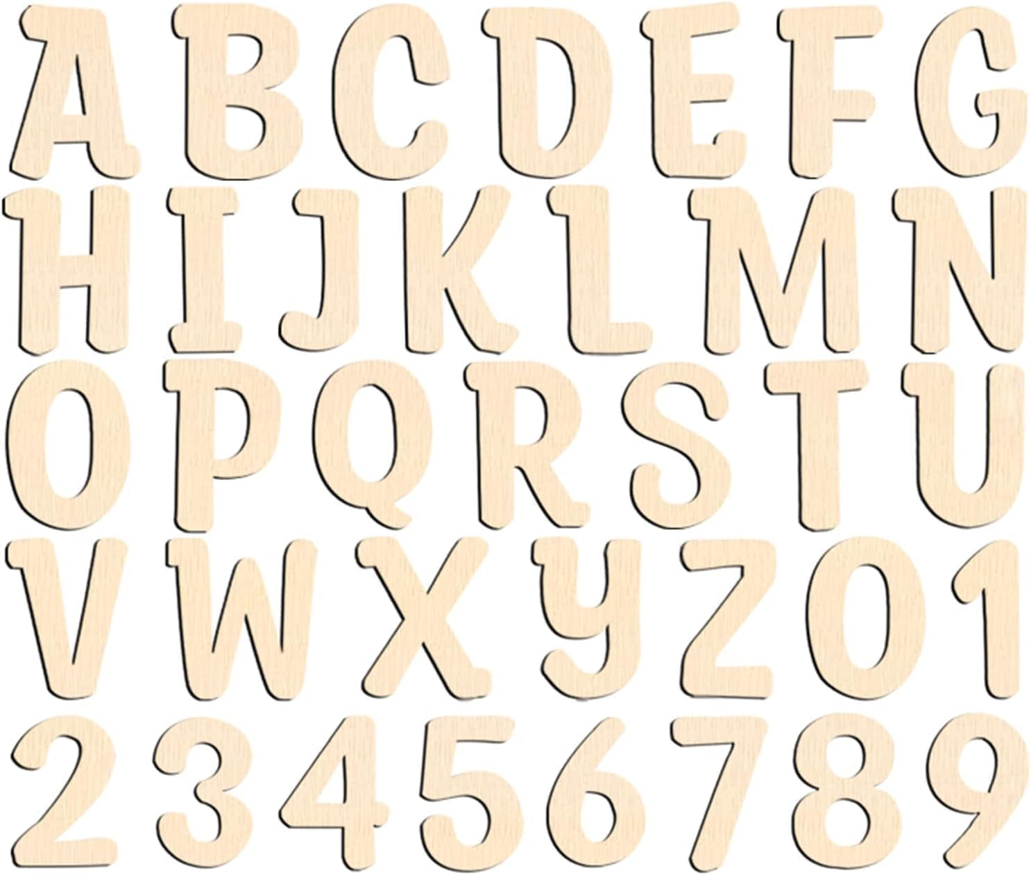 124Pcs Wooden Letters for Crafts 5Cm Unfinished 2 Inch Capital Wooden Alphabet Letters Numbers Small Wood Letter for Children'S Names DIY Painting Arts Kids Spelling Learning Wall Embellishment Decor