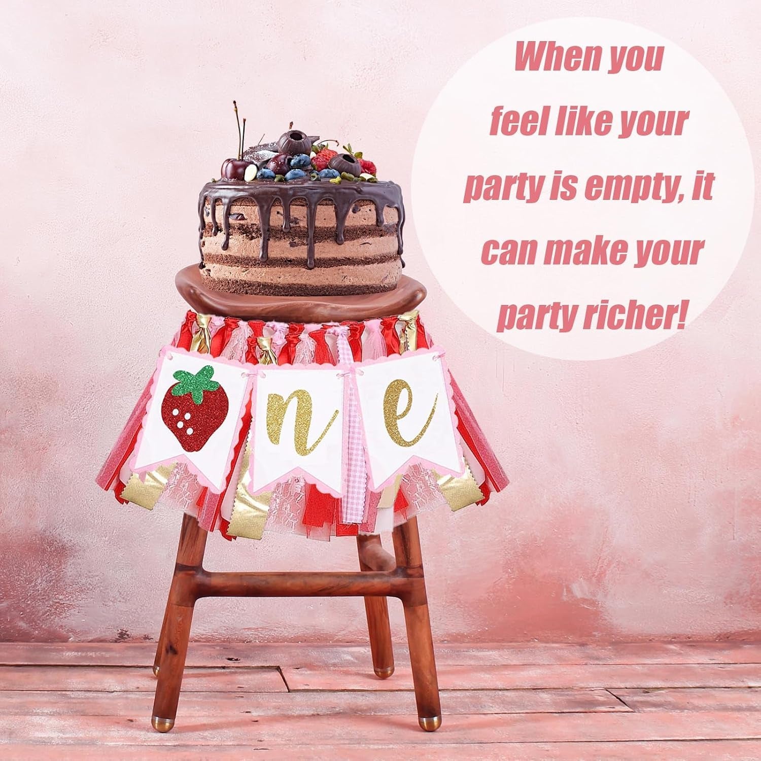 Strawberry Highchair Banner for 1St Birthday Decorations,Strawberry Party Decorations,High Chair Banner Berry First Birthday Decor,Best Baby Shower Decoration