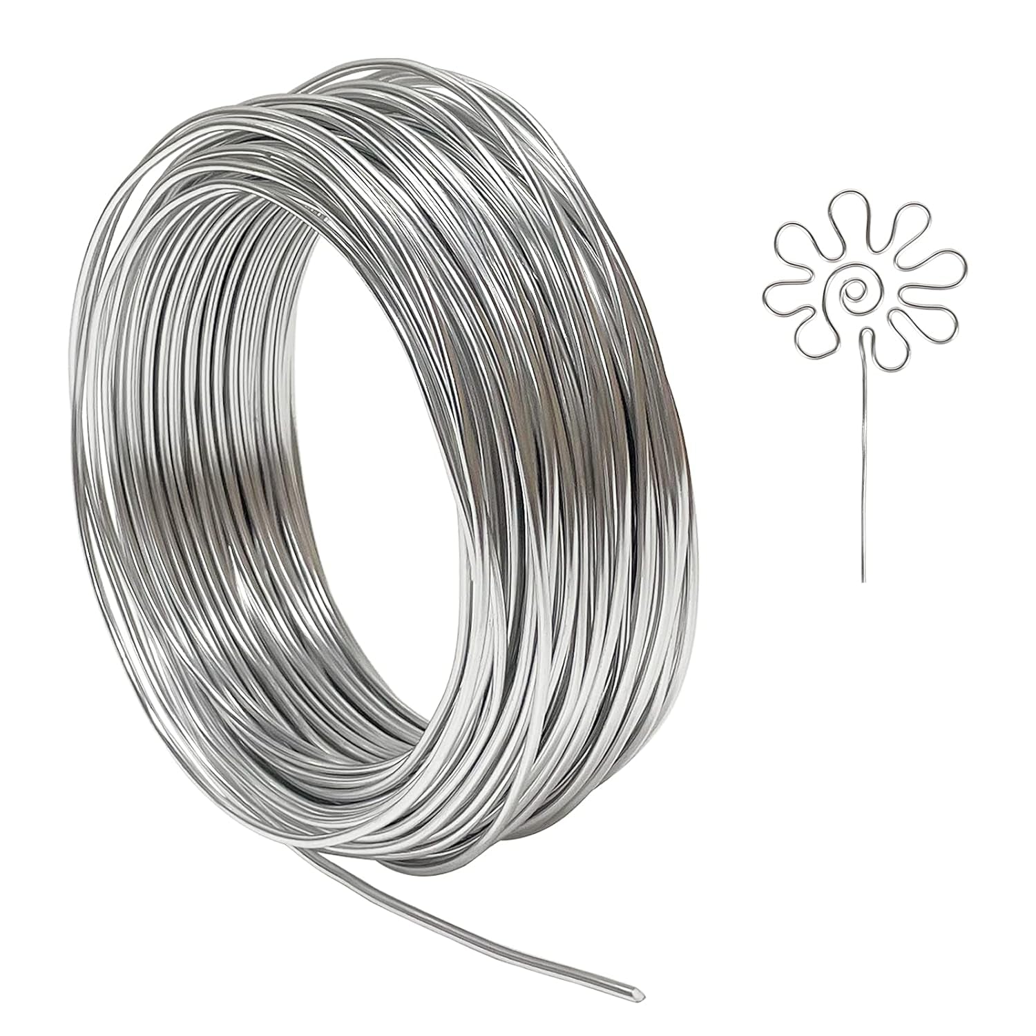 12 Gauge Aluminum Craft Wire, 100 Feet 2Mm Thick Bendable Metal Crafting Wire for Sculpting, Modelling, Bonsai Training, Skeleton, Floral Making, Jewelry Making, Weaving and Wrapping (Silver)