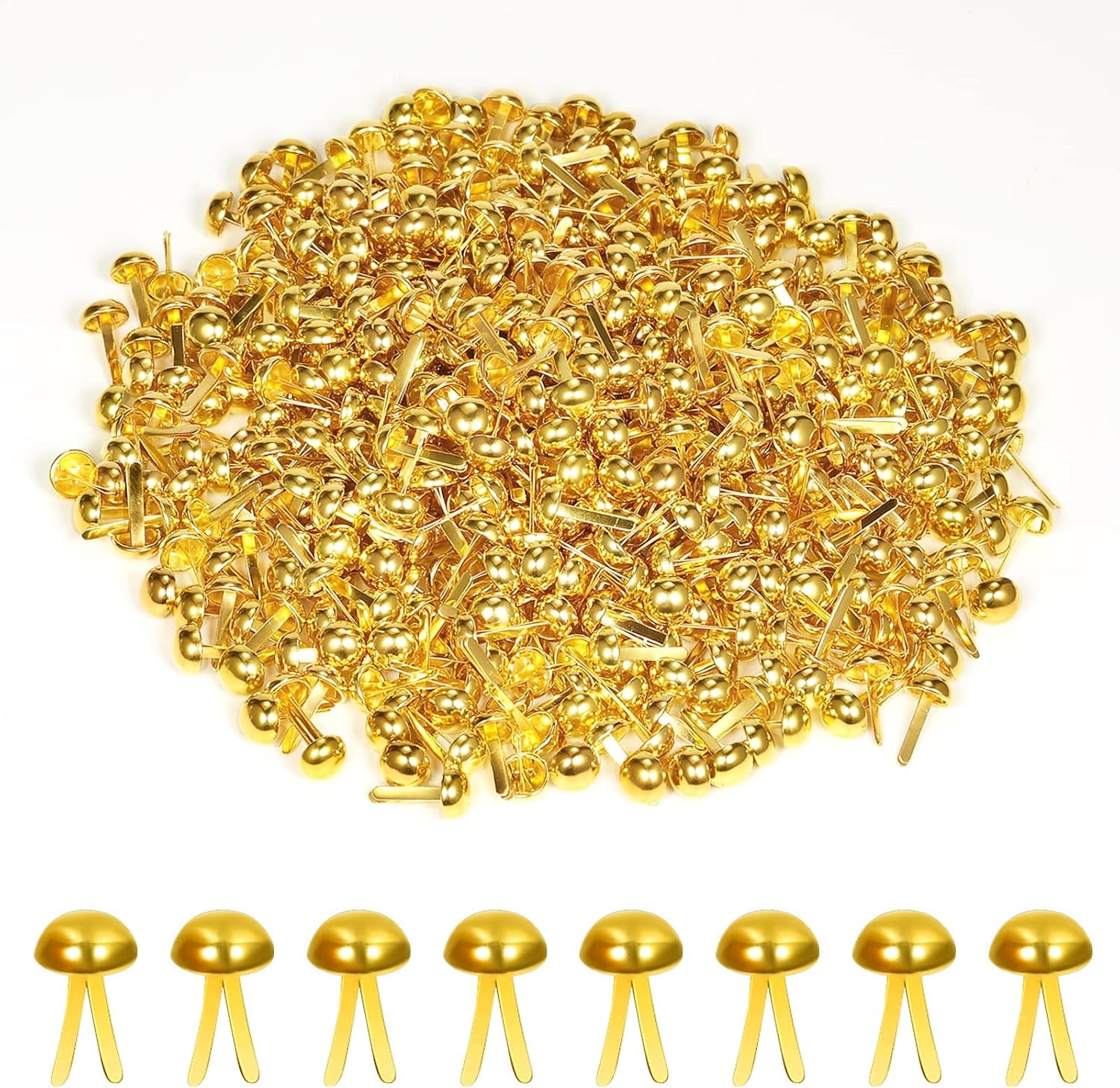 600Pcs 8 X15Mm Paper Fasteners Brads, Gold round Head Brads Split Pins for DIY Paper Crafts Scrapbooking (Gold)