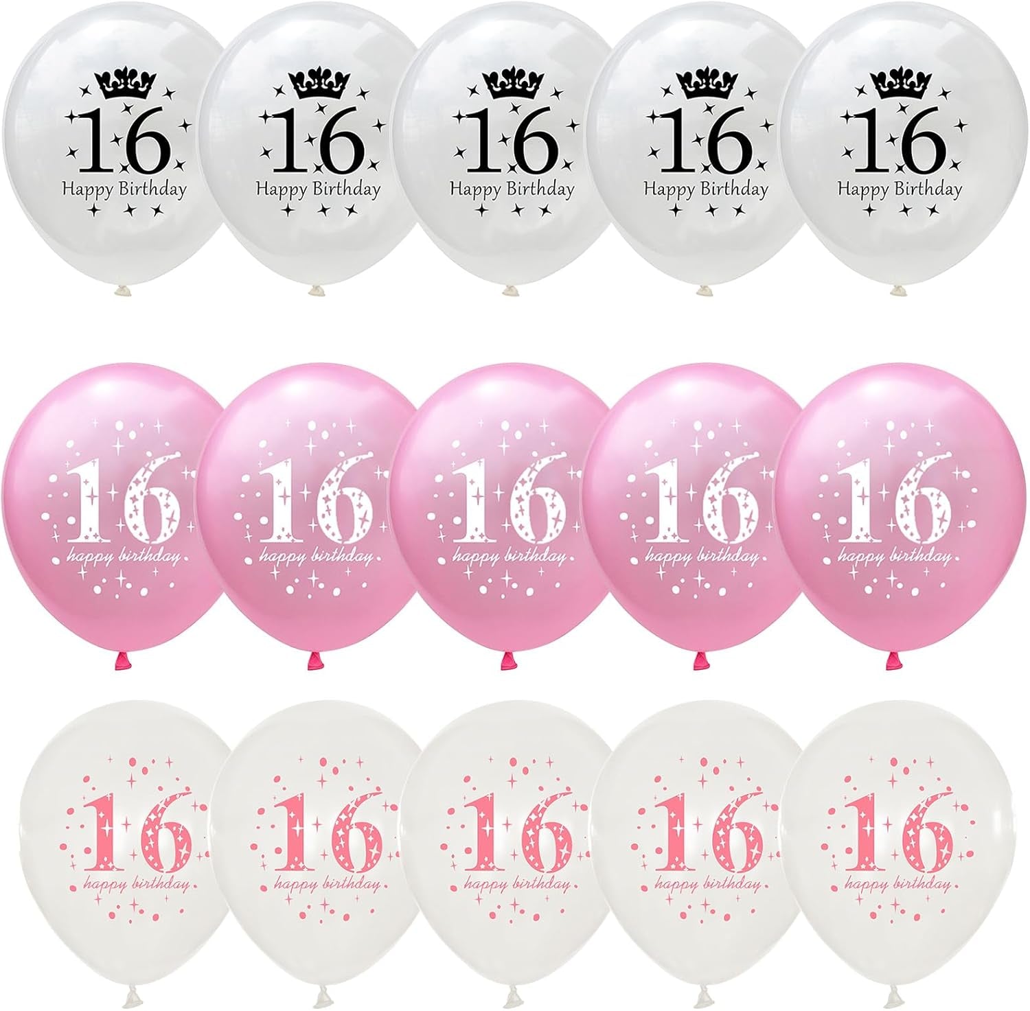 Sweet 16 Birthday Decorations for Girls, Pink White Happy 16Th Birthday Party Latex Balloons, 15 Pieces 16Th Birthday Decorations for Her Kids Age 16 Year Old Birthday Party Decorations Supplies