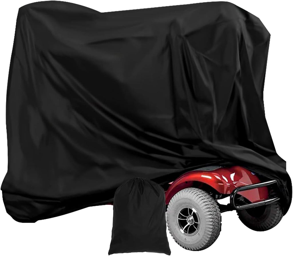 Mobility Scooter Cover Waterproof 190D Heavy Duty Mobility Scooter Rain Cover with Storage Bag anti Dust Rain Snow Anti-Uv Wheelchair Storage Cover with Bottom Elastic Rope (140X66X91Cm)